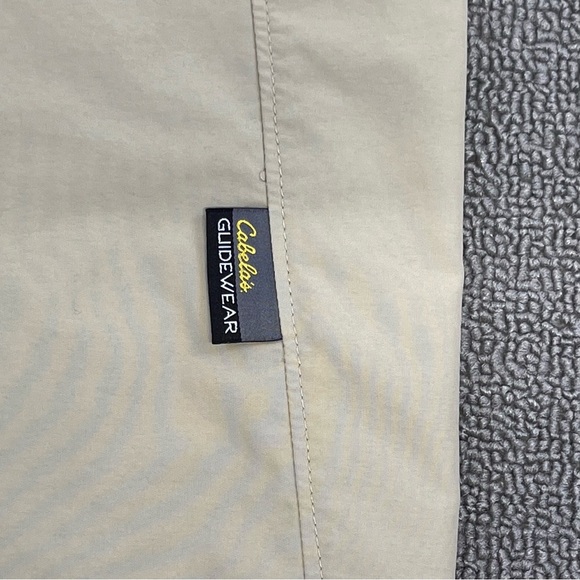 Cabela's Shirt Large Beige Button up GlideWear Vented Performance UPF 50 Men - Picture 8 of 13